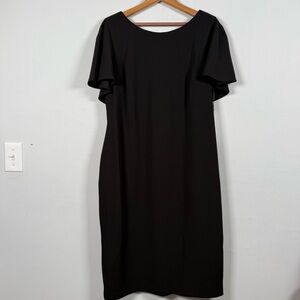 Calvin Klein Black Midi Dress, Cape Sleeves, NWT